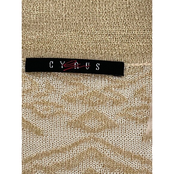 Vintage Y2K Gold Metallic Knit Top S Jacquard Cowl Neck Tie Belt 70s 90s Elegant - Picture 11 of 15